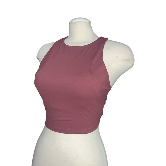 Halara High Neck Backless Racerback Cropped Tank Top Sz Medium Womens Burgundy M - Picture 5 of 8